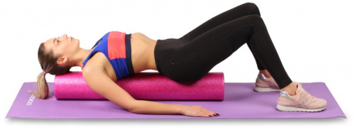 Ролик массажный для йоги 60*15 см фиолетовый цельный IN022 фото 8