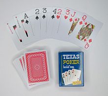 Карты 54 шт пластик Texas Poker Hold'em синие 013116
