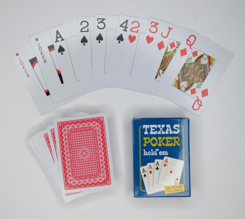 Карты 54 шт пластик Texas Poker Hold'em синие 013116