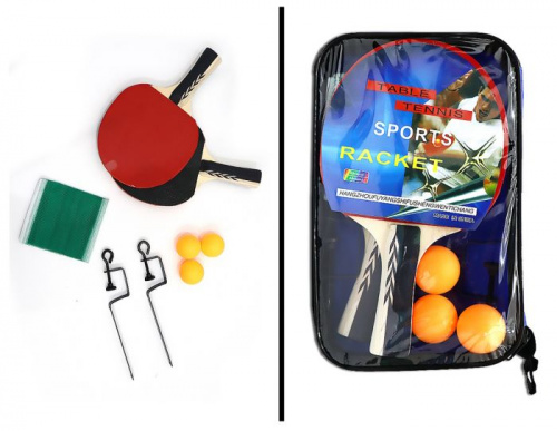 Набор для пинг-понга 2 ракетки + мячи + сетка + крепеж 04016