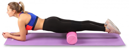 Ролик массажный для йоги 60*15 см розовый цельный IN022 фото 8