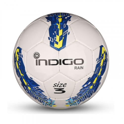 Мяч футбольный №3 Indigo Rain IN031 бело-сине-желтый 27453