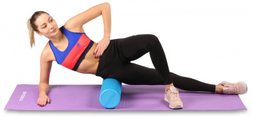 Ролик массажный для йоги 60*15 см фиолетовый цельный IN022 фото 3