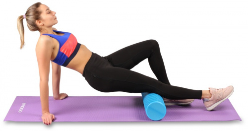 Ролик массажный для йоги 60*15 см фиолетовый цельный IN022 фото 4