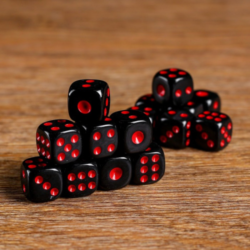 Зары (кубики игральные) 1,2х1,2 см черные с красными точками 1723712 фото 2