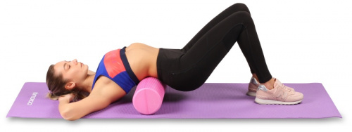 Ролик массажный для йоги 60*15 см фиолетовый цельный IN022 фото 6