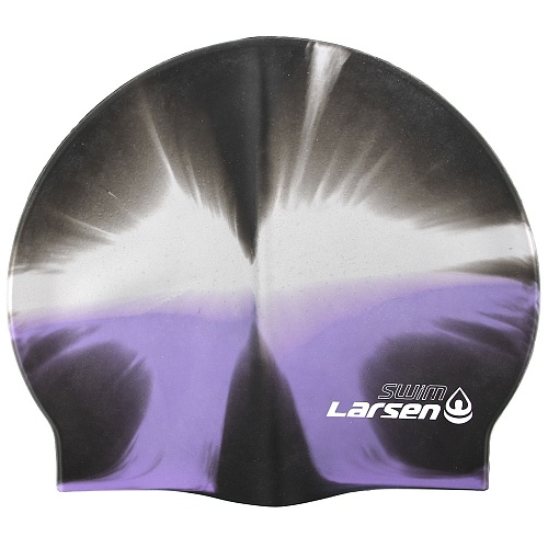 Шапочка для плавания силиконовая MC31 черно-бело-фиолетовая 203566