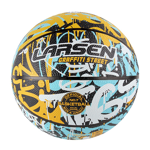 Мяч баскетбольный №7 Larsen RB7 Graffiti Street желто-голубой 370283 фото 4