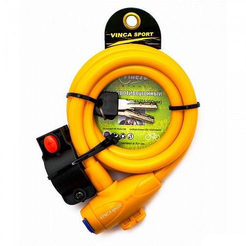 Замок вело 1200 х 12 мм VS 582 желтый Vinca Sport 351259