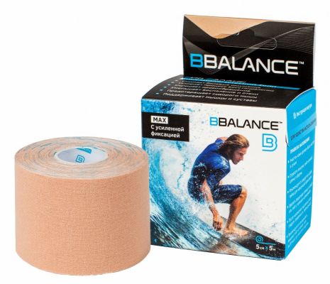 Тейп BBalance бежевый 5 м х 5 см с усиленной фикс, хлопок, для тела BB Tape Max 998708