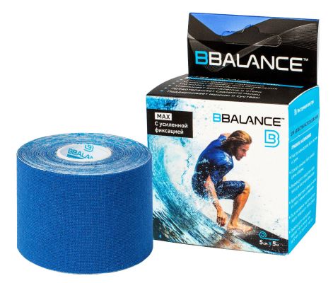 Тейп BBalance темно-синий 5 м х 5 см с усиленной фикс, хлопок, для тела BB Tape Max 998709