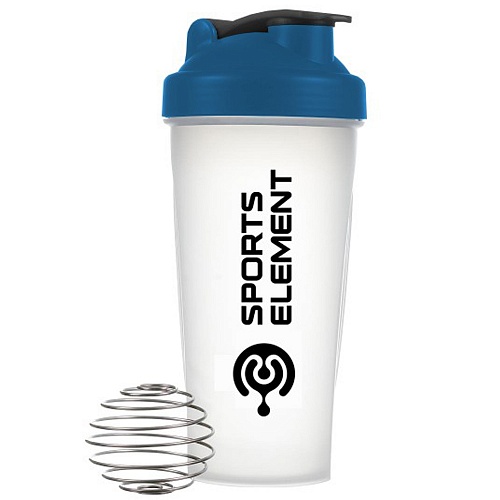 Шейкер 600 мл S01-600 прозрачный с синей крышкой Sports Element 01940