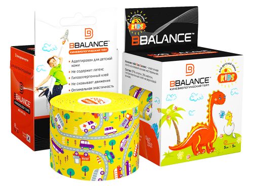 Тейп BBalance желтый машинки 5 м х 5 см 998727