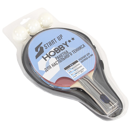 Ракетка для пинг-понга 2* Start Up Hobby+чехол+мячики BR-12/2 star 8046 150467