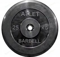 Диск 25 кг, 31 мм, черный, обрезиненный Atlet 997862