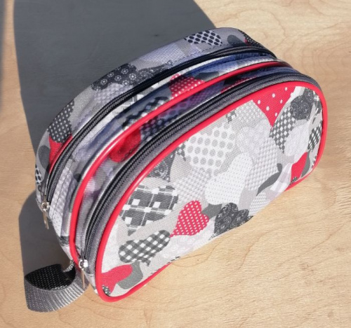 Косметичка серо-красная 7519д-3 27х17х11 см ЗФТС