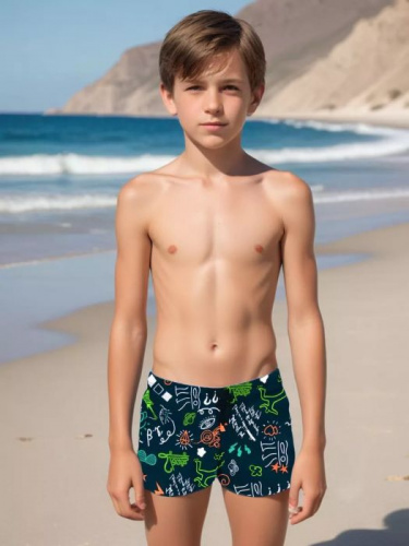 Плавки детские шорты 32р Waves черный-зеленый 995938 Плавки детские шорты 32р Waves черный-зеленый 995938