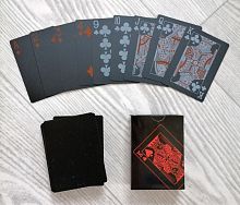 Карты 54 шт пластик 32 мкр Король красные 09019