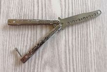 Макет ножа Бабочка металл на винтах (затупленный) 17 см Серебро Дракон 312199