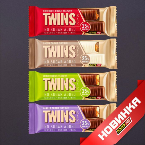 Печенье 40 гр, 25% белка, 20 шт TWINS BAR шоколад PowerPro 997305