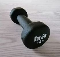 Гантель обливная 1 кг черный неопрен 03599