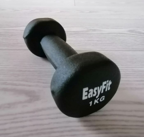 Гантель обливная 1 кг черный неопрен 03599