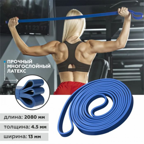Эспандер-кольцо замкнутое 2,08м х 4,5мм х 1,3 см синий 11 кг 997262