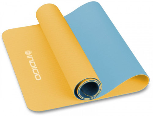 Коврик для йоги 0,5х61х173 см желто-голубой IN106 01464 фото 8