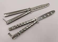 Макет ножа Бабочка металл на винтах (затупленный) Серебро №2 998550
