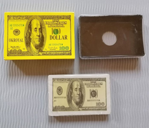 Карты 54 шт пластик 100 $ в коробке 996015