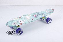 Скейтборд 22х6" Пениборд Fish узор c фиолет колесами TLS408 03351