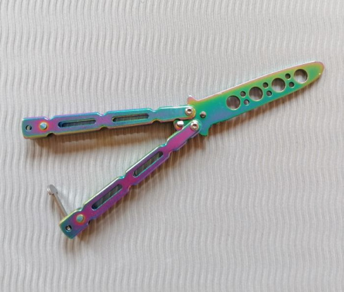 Макет ножа Бабочка металл на винтах (затупленный) 17 см Градиент рельеф 312575