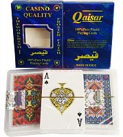 Карты 54 шт пластик 20 мкр Casino Quality Qaisar синий 97416