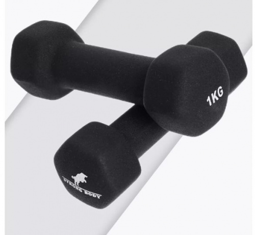 Гантель обливная 1 кг черный неопрен Strong Body 996078