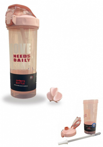 Шейкер 600 мл (бутылка) MNDB Love Needs Daily Body розовый 03554 фото 2
