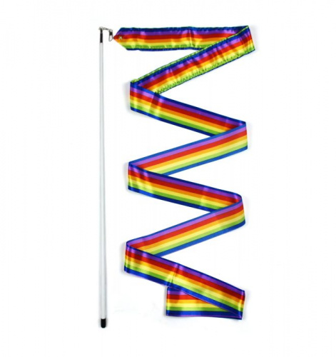 Лента с палочкой для гимнастики 6 м радуга 996726 Лента с палочкой для гимнастики 6 м радуга 996726