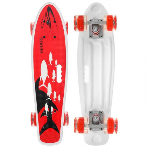 Скейтборд 22х6" Пениборд 55х14 см с ручкой Shark 5290556