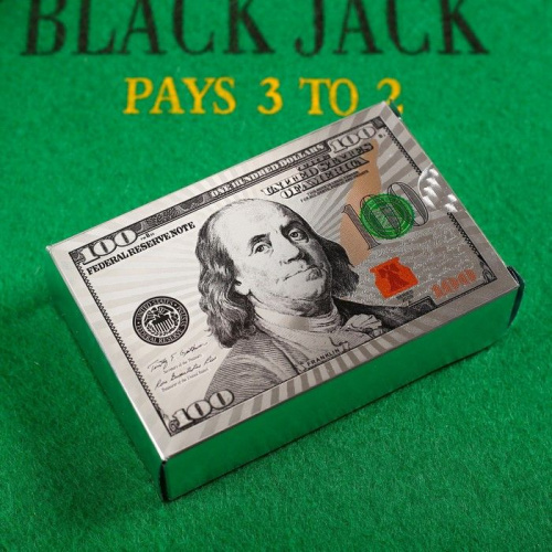 Карты 54 шт пластик 100 $ cеребро 2-JSD 19347