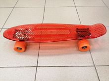 Скейтборд 22х6" Пениборд оранж прозрачный СВЕТЯЩИЙСЯ Amigo