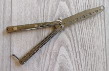 Макет ножа Бабочка металл на винтах (затупленный) Серебро мелкий кирпич 312333