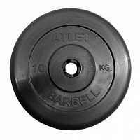 Диск 10 кг, 31 мм, черный, обрезиненный Atlet 997858