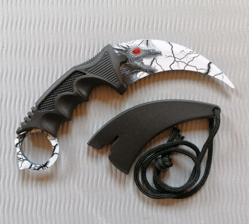 Макет ножа Керамбит металл затупленный Дракон на белом 312573 Макет ножа Керамбит металл затупленный Дракон на белом 312573