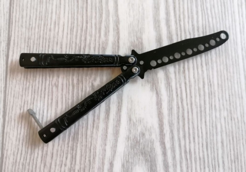 Макет ножа Бабочка металл на винтах (затупленный) 17 см Черный дракон 312517