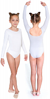 Купальник гимнастический 32 белый длин. рукав SM-093 16719