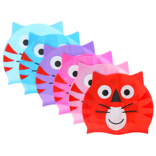 Шапочка для плавания детская силиконовая Кошечка цвет микс 636012