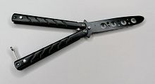 Макет ножа Бабочка металл на винтах (затупленный) 17 см Черный волны 312391
