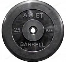 Диск 25 кг, 26 мм, черный, обрезиненный Atlet MB Barbell 997852