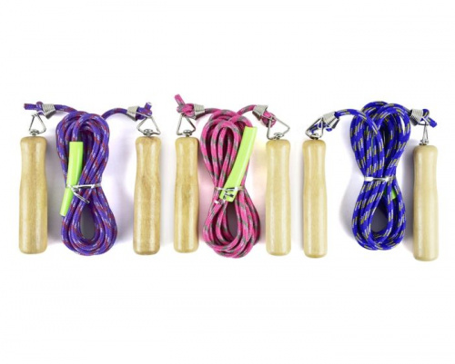 Скакалка 2,7 м хлопковый шнур ручки дерево микс 996168 Скакалка 2,7 м хлопковый шнур ручки дерево микс 996168