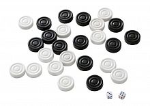 Шашки пластик черный/белый с кубиками Ф-4 997668