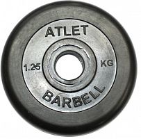 Диск 1,25 кг, 31 мм, черный, обрезиненный Atlet 997859